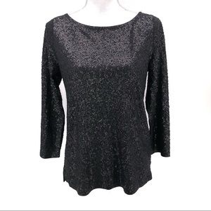 J. Crew Black Sequin Blouse Top Sz S NWT